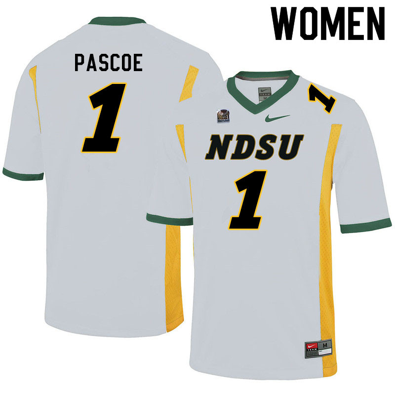 Women #1 Britton Pascoe North Dakota State Bison College Football Jerseys Sale-White - Click Image to Close